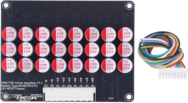 Battery Active Equalizer, Cell Balancer Balance Board 5A 6 8S, Equalization for LTO LFP LPO NCM Batteries, with Low Internal MOS and 2OZ