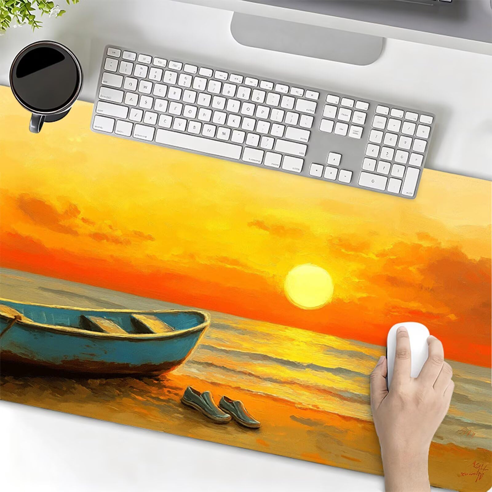 Podkładka pod mysz XXL 1200x600x3mm podkładka pod mysz zachód słońca podkładka pod mysz ocean poprawia precyzję i szybkość, wodoodporne antypoślizgowe, szyte krawędzie, akcesoria do gier, komputer