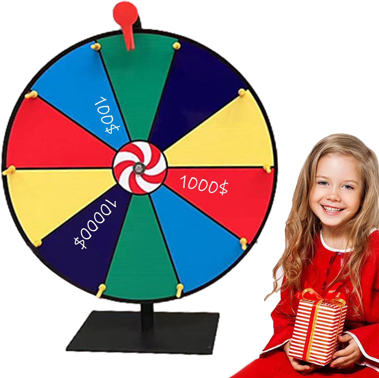 Fortune Wheel, Tabletop Roulette Spinner | 11.8 Inch With Stand, 10 Grid, Erasable, Carnival Game for Trade Show