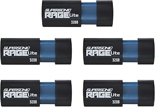 Patriot Memory Supersonic Rage Lite USB 3.2 Gen 1 Flash Drive 32GB 5 Pack, Lot of 5 PEF32GRLB325