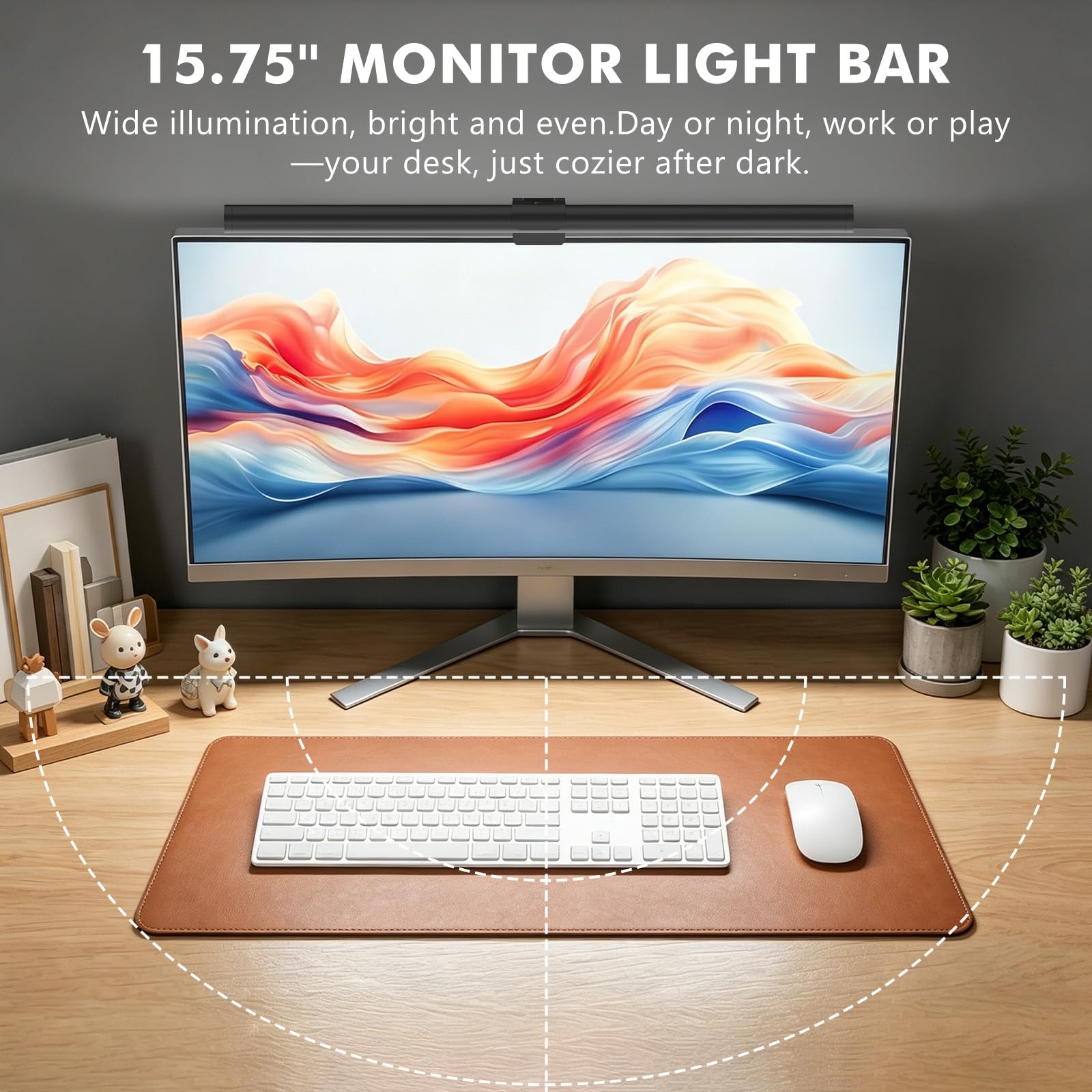 SAMPHON Monitor Light Bar, Eye-Care USB Computer Monitor Lamp for Home Office Gaming, 15.7'' Ultrawide LED Light, 3 Color Temperatures Stepless Dimming Screen Bar