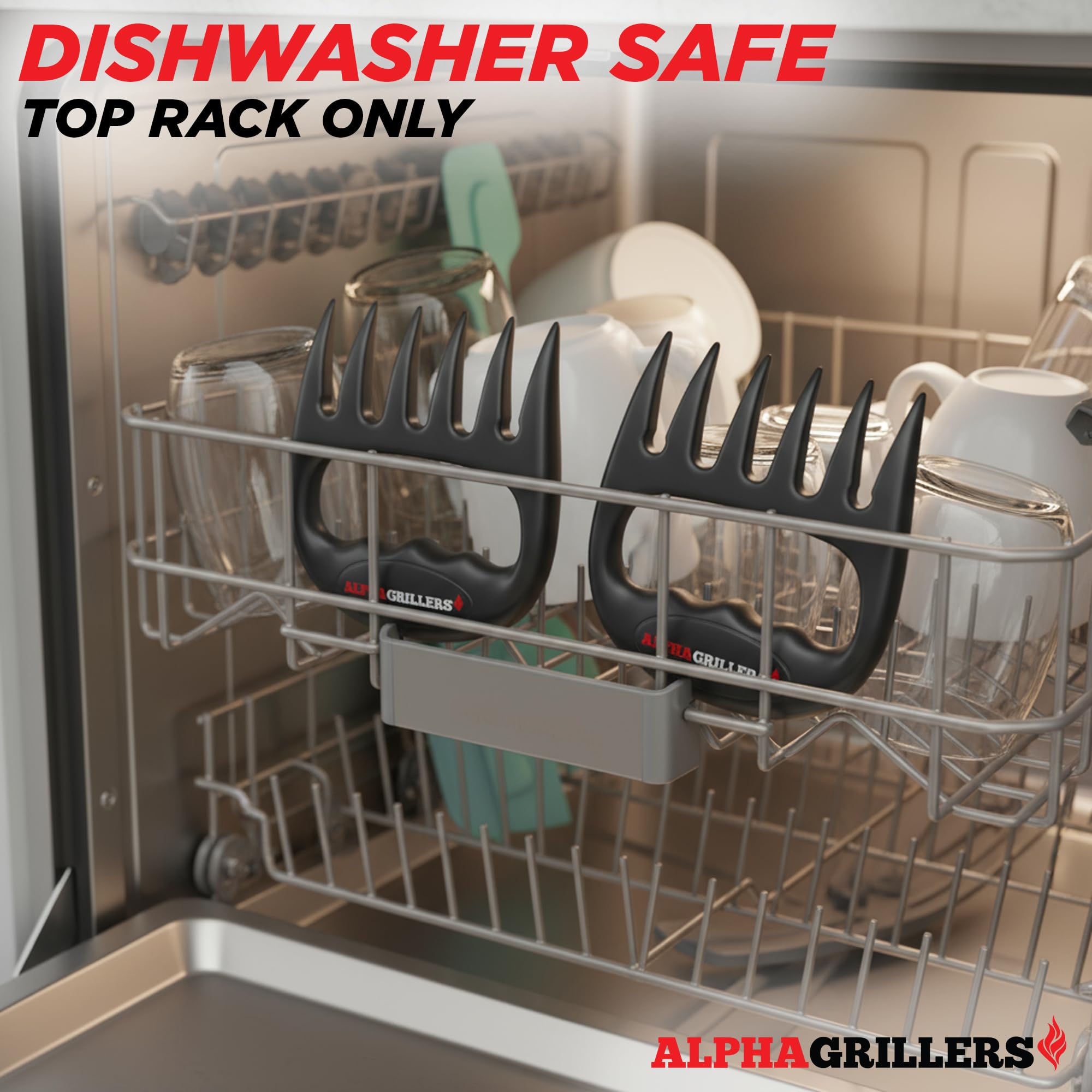 Alpha Grillers Artigli per triturazione e tritacarne – Artigli tritacarne e artigli d'orso per sminuzzare carne, accessori per affumicatori per barbecue, regali per uomini e grigliare regali per