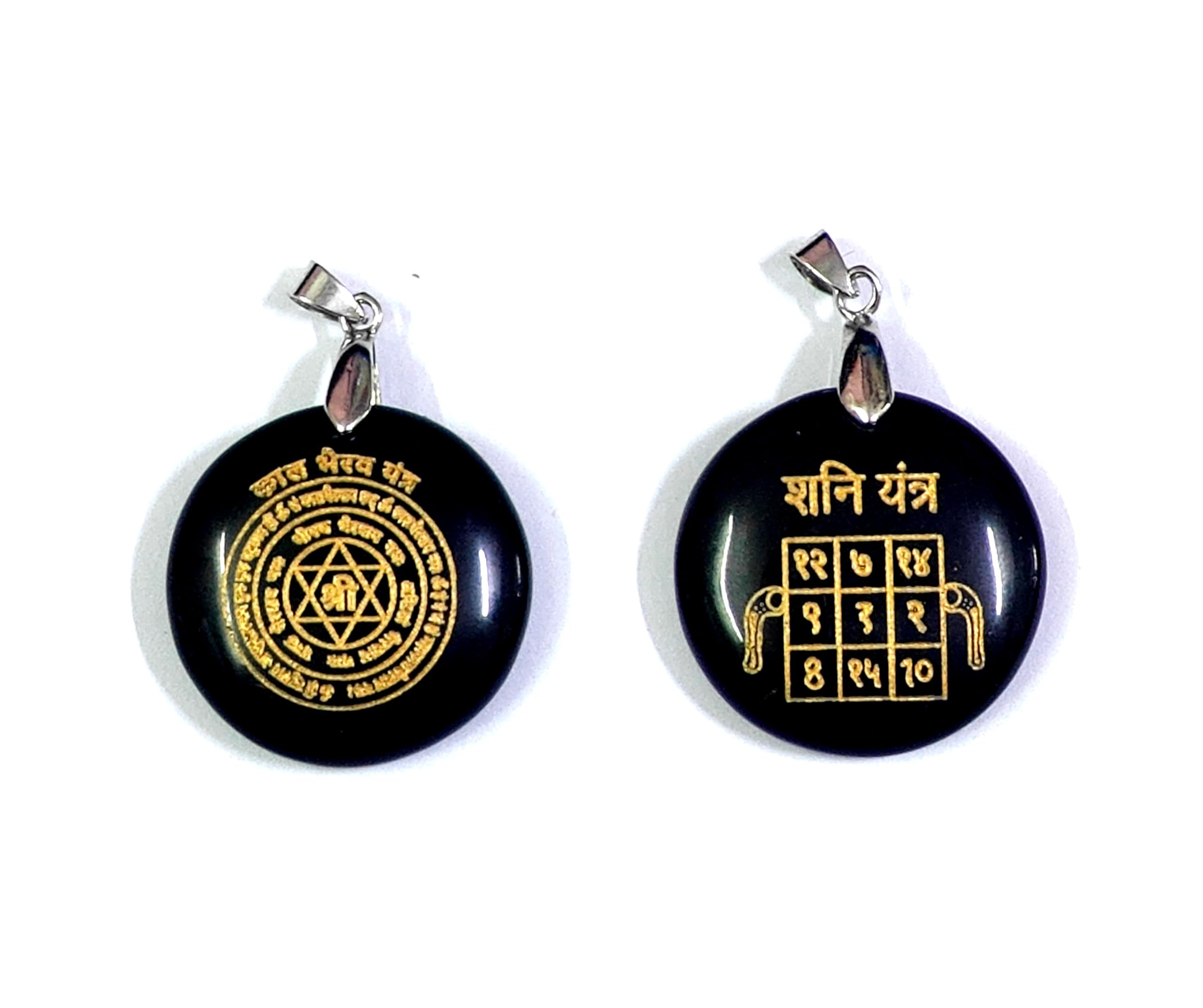 Shri Kaal Bhairav And Shri Shani Maharaj JI Yantra Crystal Stone Pendant Locket-image-15