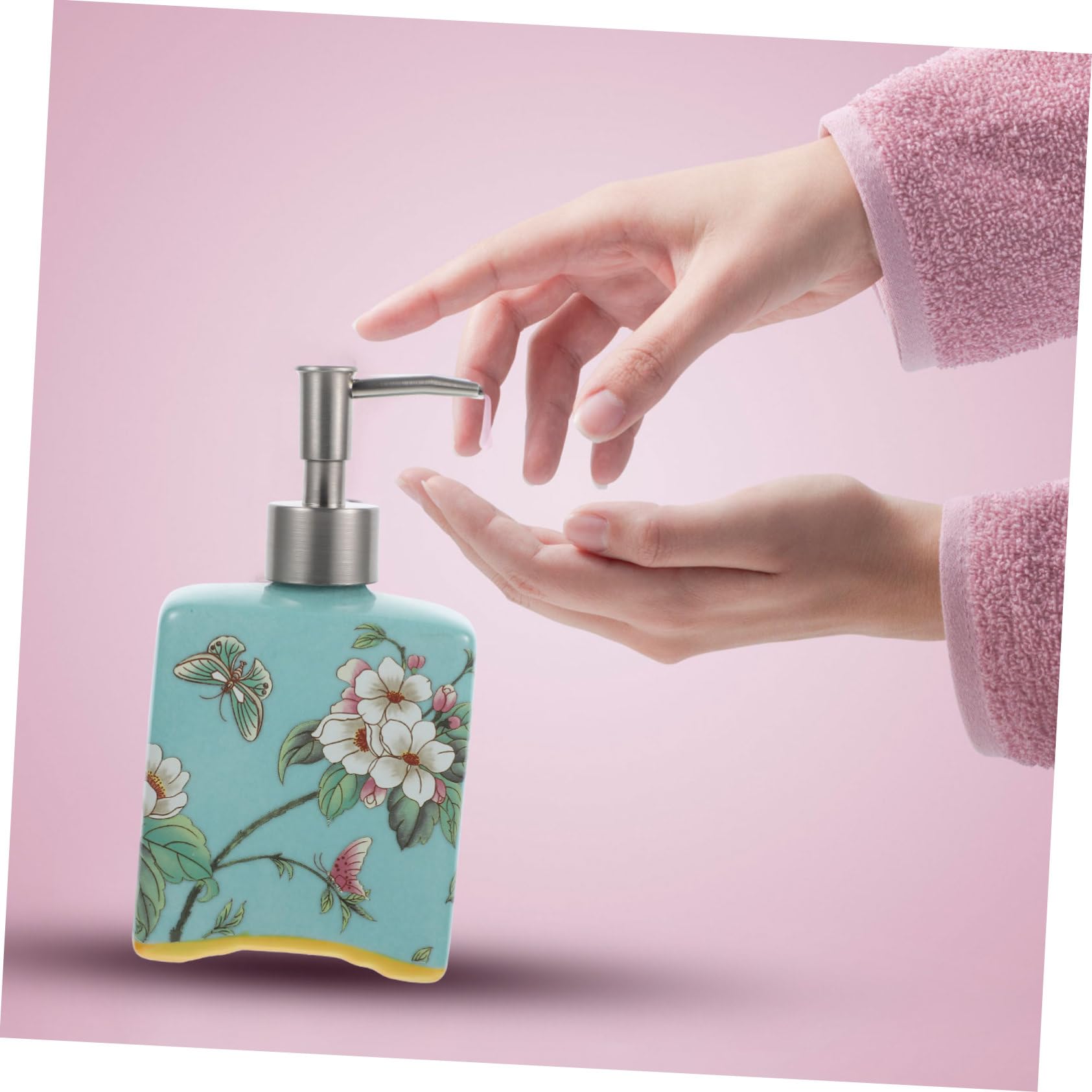 LABRIMP Dispenser di Detergente in Materiale da 410Ml Pompa Facile da Premere, Contenitore Ricaricabile per Shampoo e Detergente Liquido, per Uso Bagno Familiare