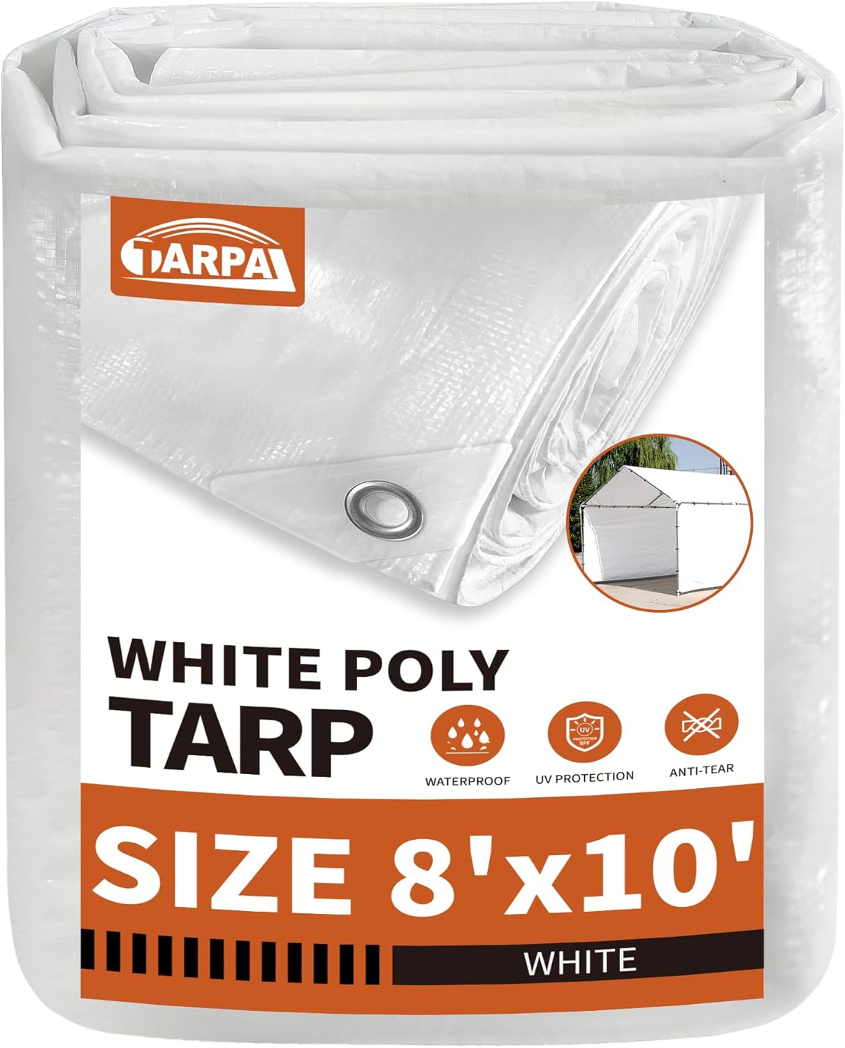TARPAL 8’x10′ White Tarp Waterproof 7.5 mil Medium Duty All Purpose Poly Tarps Cover Waterproof,Snow Proof UV Protection,Rip and Tear Proof,Poly Tarpaulin TARPAL 8’x10′ White Tarp Waterproof 7.5 mil Medium Duty All Purpose Poly Tarps Cover Waterproof,Snow Proof UV Protection,Rip and Tear Proof,Poly Tarpaulin
