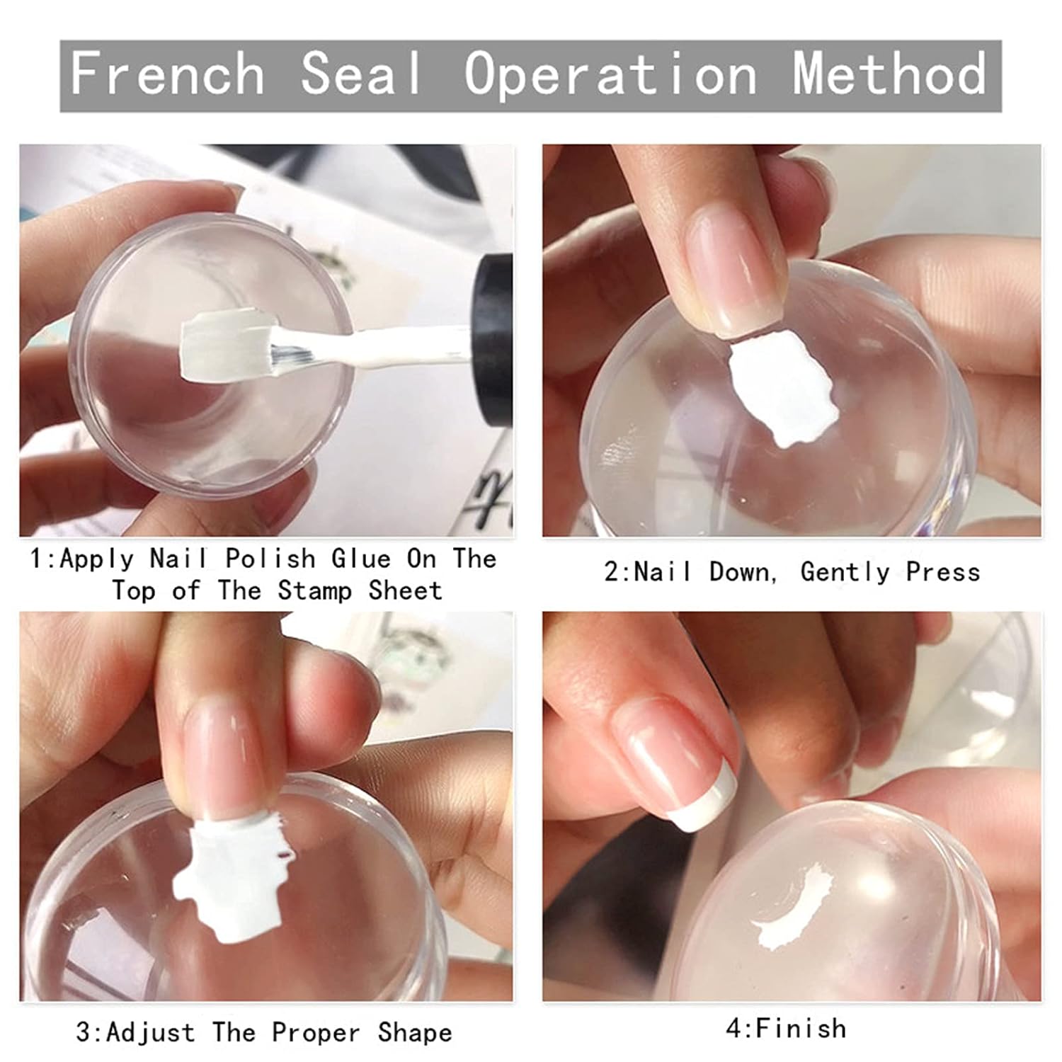 DHYXZCA 2 Pcs Jelly Nail Stamper Kit 5 Pcs Clear Silicone Nails Art Stamper Heads 2 Pcs Scrapers French Tip Nail Stamp DIY Print Stamping Tools (Blue + Clear)