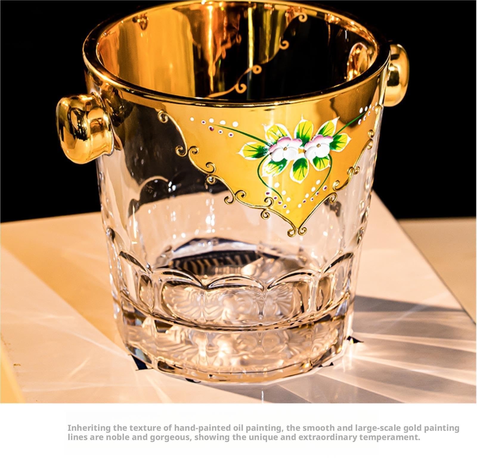 Bar Party European Style Crystal Glass Ice Bucket Hand-painted Gold Restaurant Ornaments Zuhause Gastronomie