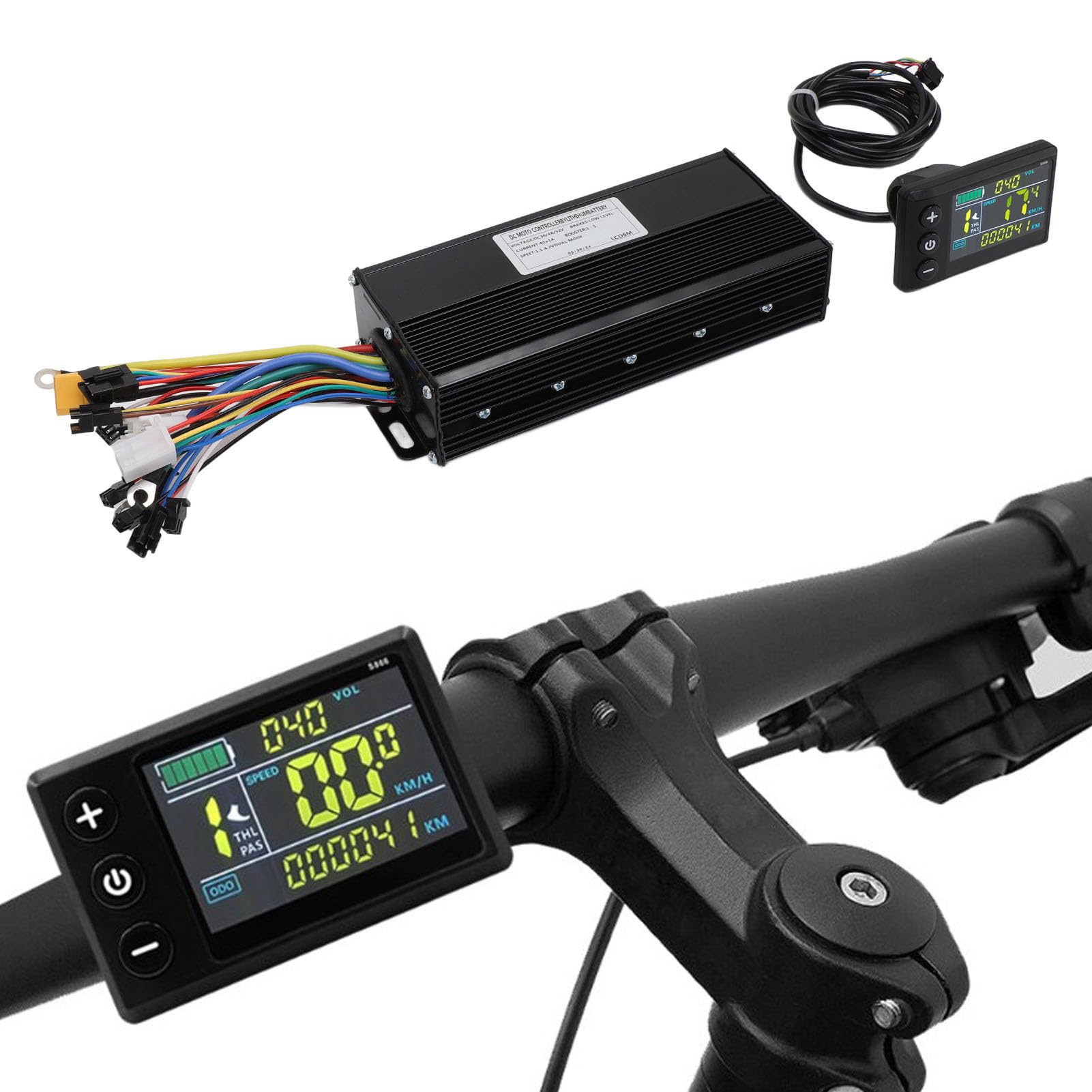 Kit de Contrôleur de Moteur Sans Balais de Vélo Électrique, 36V 48V 52V 1500W 2000W 40A 3 Modes Contrôleur à Onde Sinusoïdale avec Panneau d'Affichage LCD Couleur S866