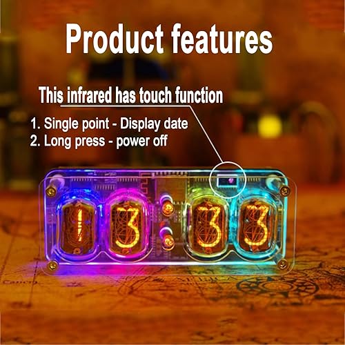 Miniatura 4 de Nixie Tube Clock, Retro Cyberpunk Desk Decor, Creative Desktop Decoration, WiFi Timing, Multiple RGB Lighting Modes, for Gaming Room and Office Decor