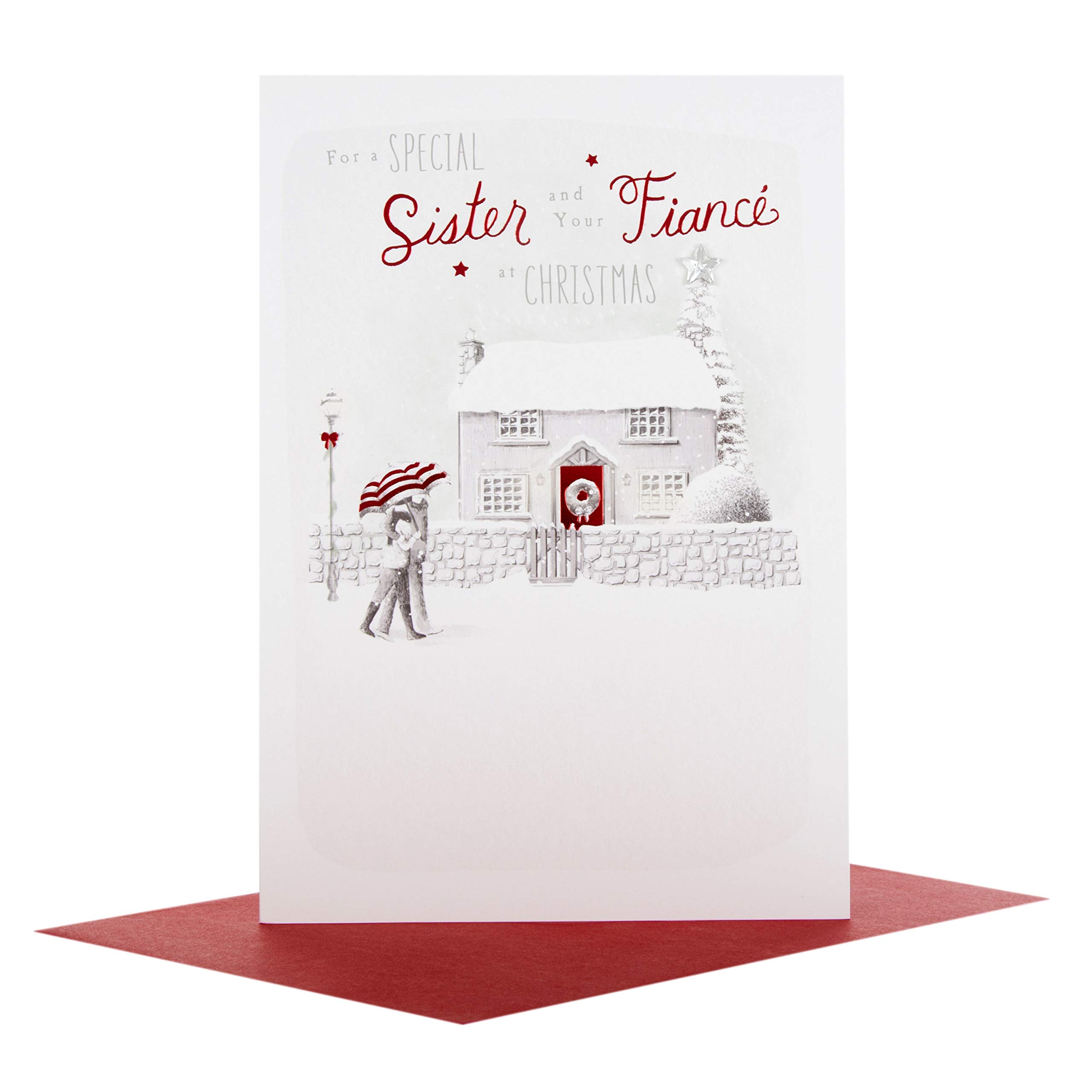 Hallmark 25493712 Sister and Fiance Medium Christmas Card "Happiness"