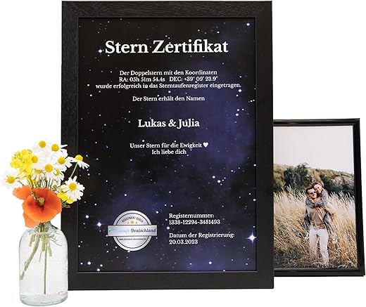 Sterntaufe Deutschland - Echten Stern taufen Geschenkidee - Partner und Pärchen Geschenke...