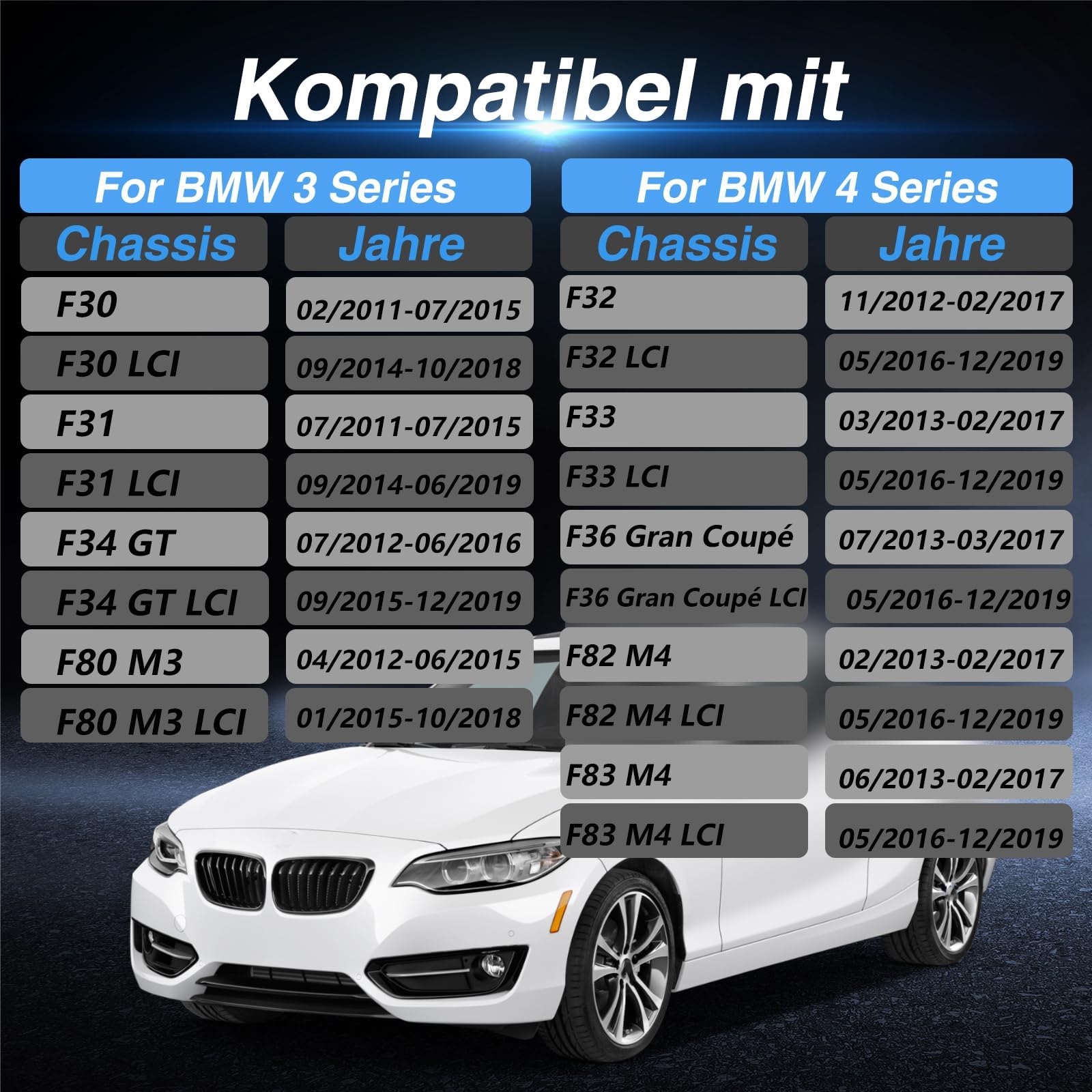 EVRBUL Supporto per cavo di stazionamento migliorato in acciaio inox, con 2 tubi in gomma, compatibile con BMW Serie 1 F20/F21, 2 F22/F23, 3 F30/F31, 4 pezzi F32 Replace#: 34406854898