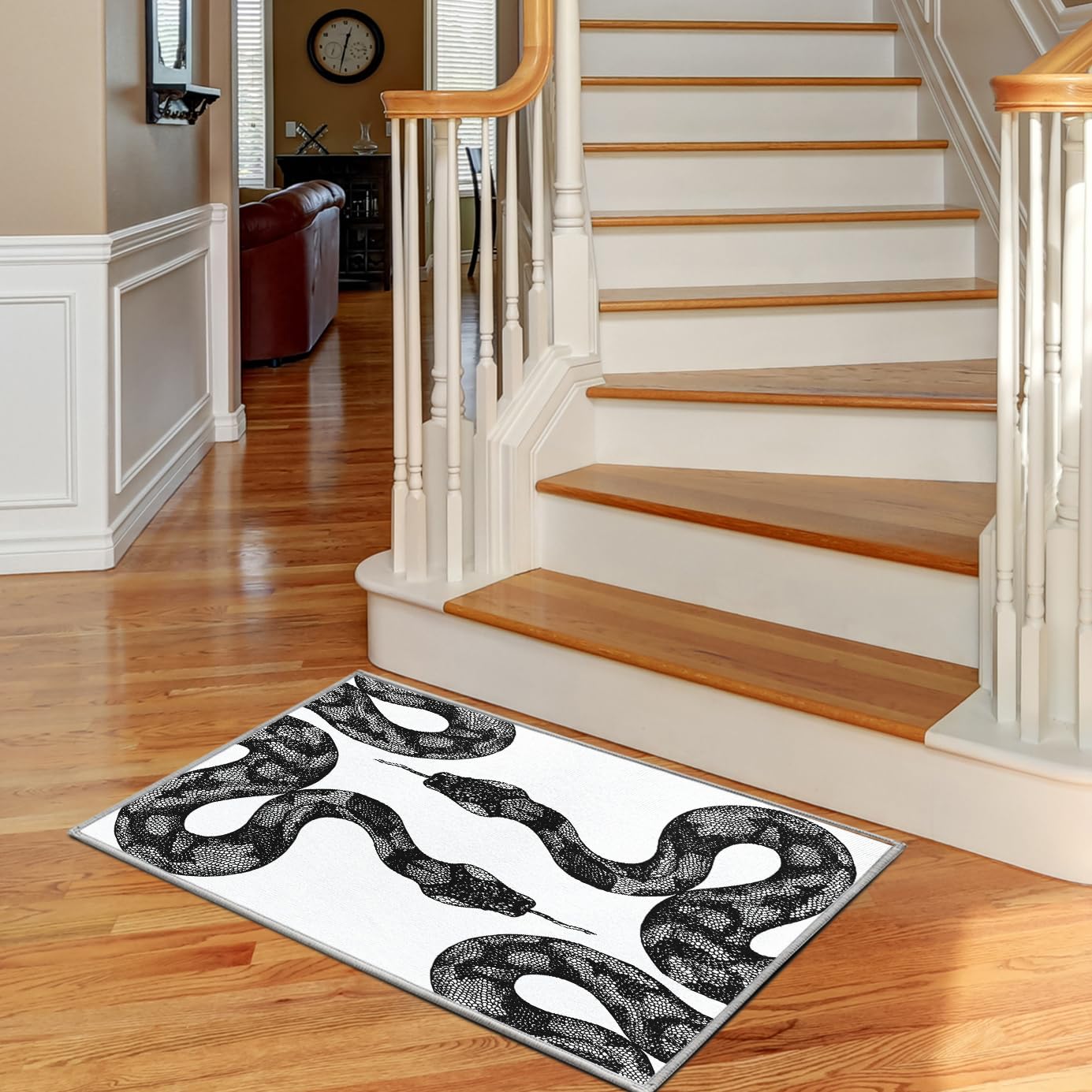 Whitesnake Rug Gothic Area Rug Black White Snake Print Runner Rug 2x8ft - Modern ...