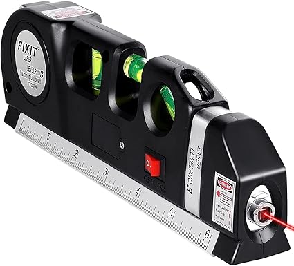 Litenyx Level laser measuring tape with Ruler, Multipurpose 3 mode Laser with 8-foot tape, Bubbles Vertical Horizontal Aligner Leveler Tool