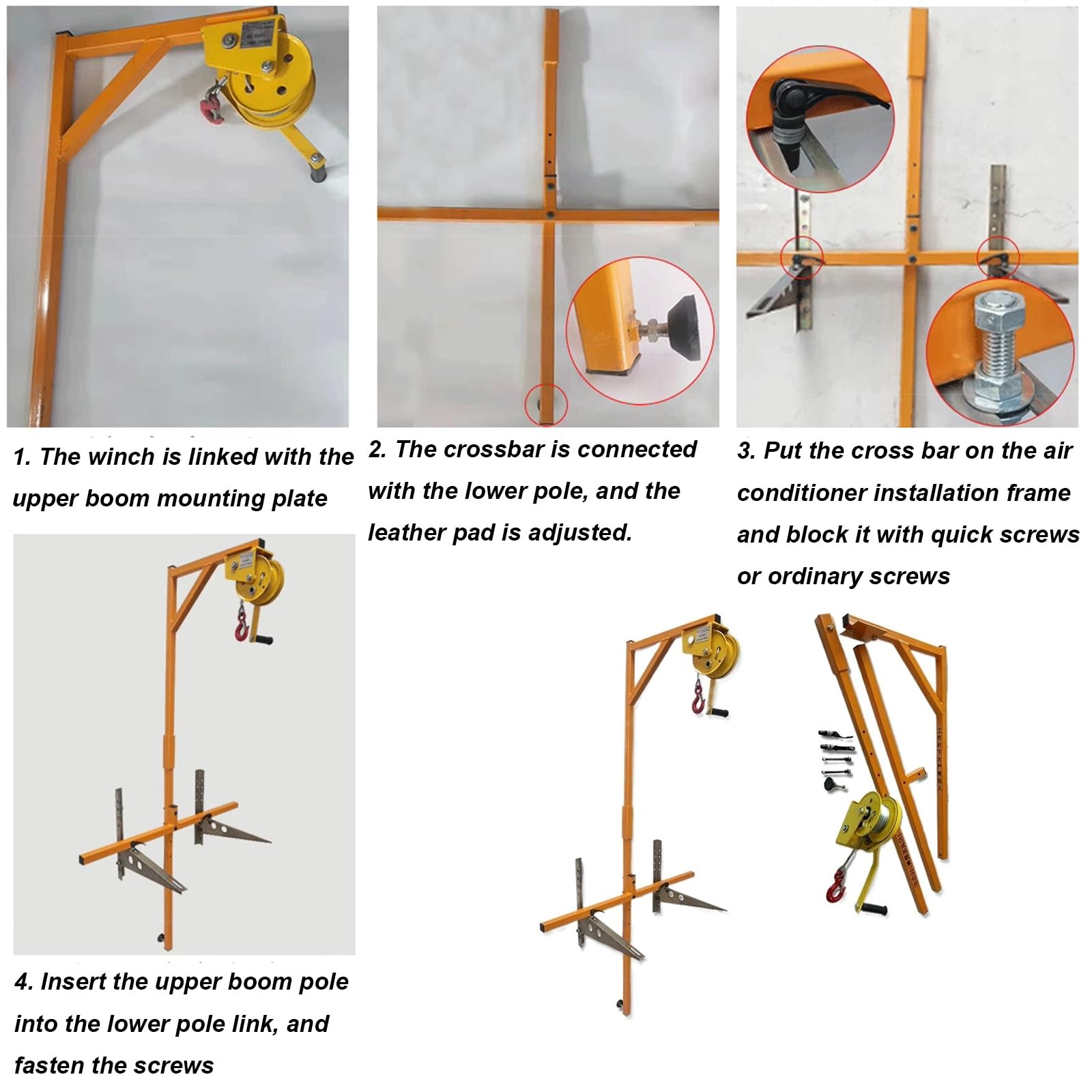 Châssis De Levage Groupe Extérieur Climatiseur, Treuil + Support Autobloquant, Pose De Monte-Charge Groupe Extérieur Climatiseur, Outils De Démolition Haute Altitude,10m