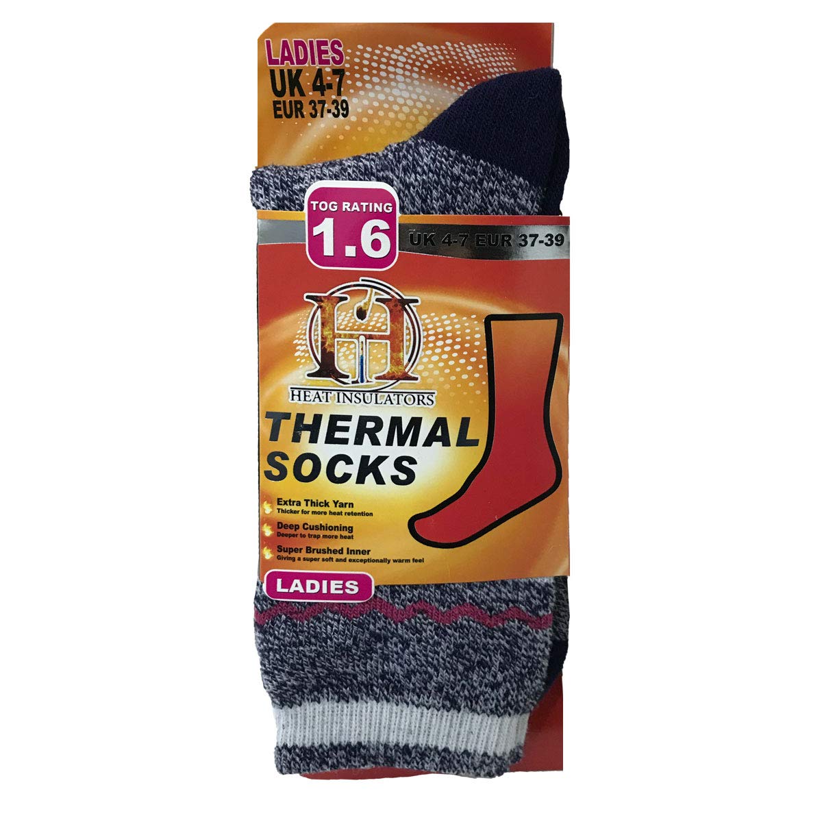 InsightClothing Ladies Extra Warm Thermal Double Heat Insulated Soft Socks 1.6 Tog Rating 4-7 UK - Blue