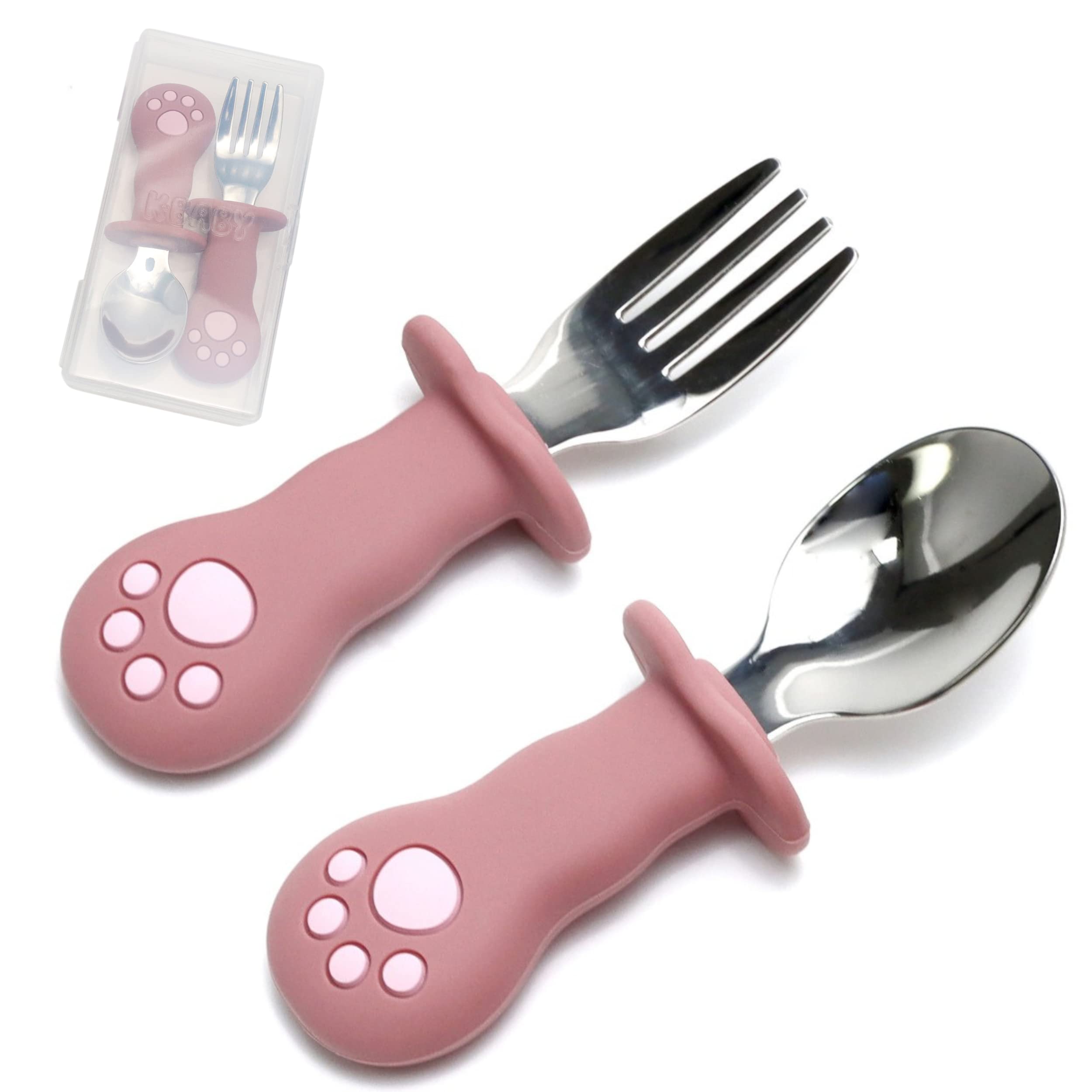COUVERTS BEBE,D--Cuillère Fourchette En Silicone Pour Bébé, Cuillère