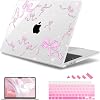 May Chen for M4 MacBook Air 13.6 Inch Case 2025 2024 2023 2022 Release Models: A3240 A3113 M3 A2681 M2, Plastic Hard Shell Case for MacBook Air 13.6 with Retina Display Fits Touch ID, Pearl Bow