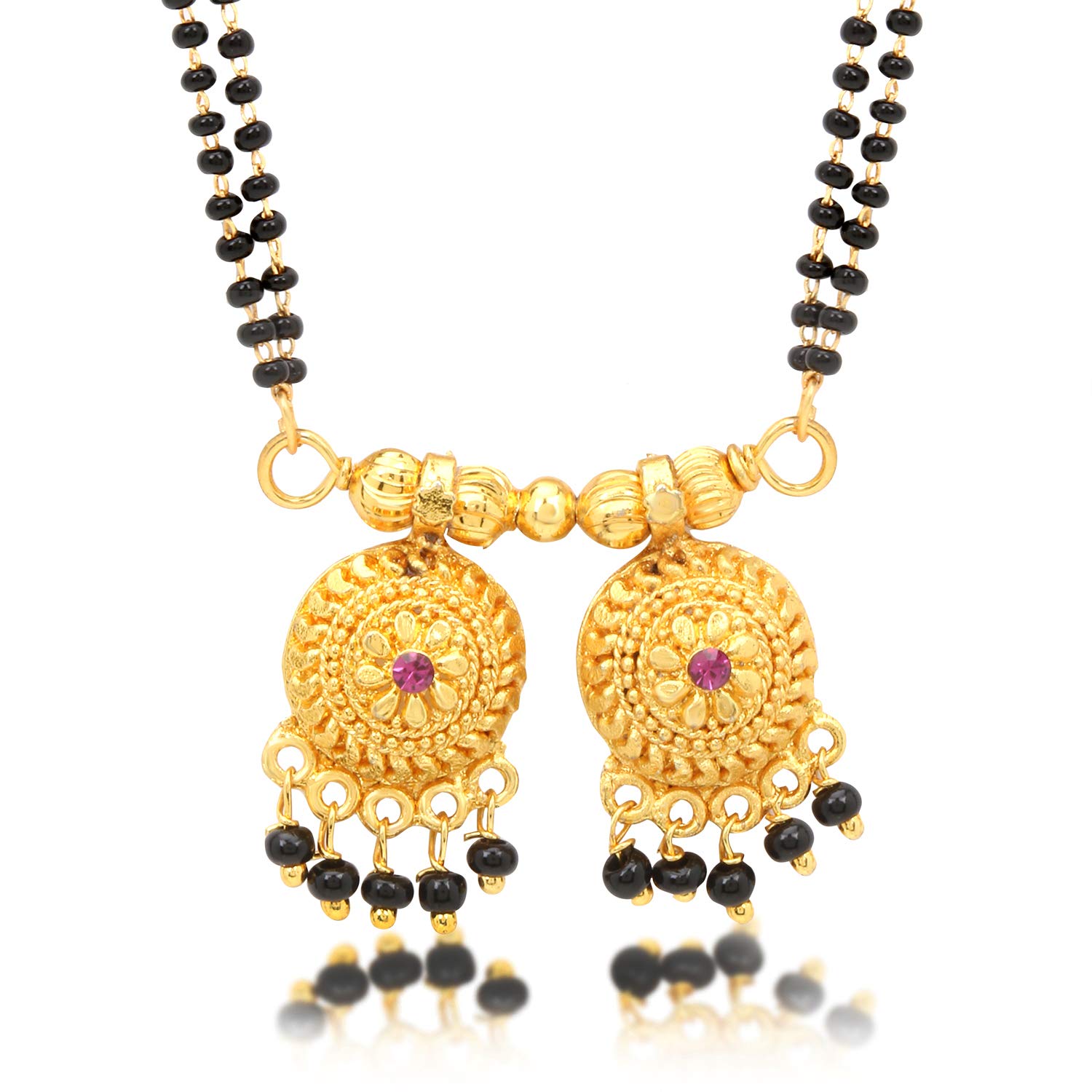 Parna Gold Plated Traditional Maharashtrian Jewellery Black Beads Chain Long Wati Mangalsutra for Women (24 Inch) (B08413X45H) Amazon Price History, Amazon Price Tracker
