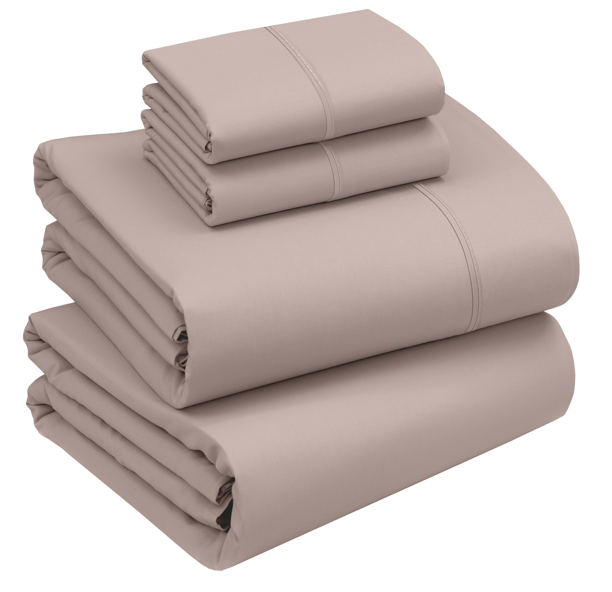 RUVANTI 100% Cotton Sheets โ Queen Size Percale Bedding, Cooling & Breathable, Durable with a Crisp, Soft & Comfortable Feel, 16" Deep Pocket, 4-Piece Set, Warm Mocha