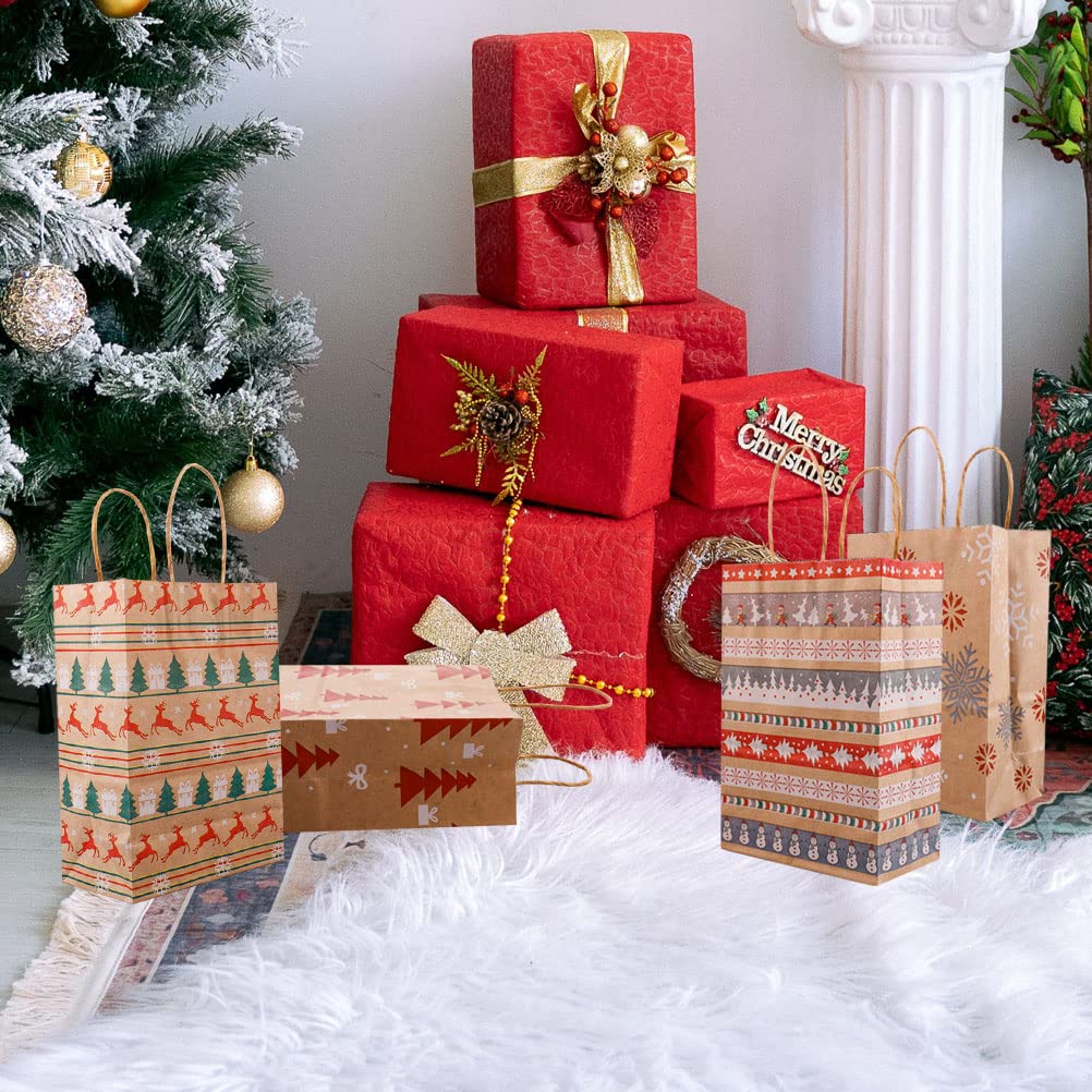 Sacchetti Regalo Natalizi In Carta Kraft Borse Stampate Con Manici Regali, Bomboniere, Giocattoli, Vesti E Confezioni La Spesa Da 0,81 € | DHgate