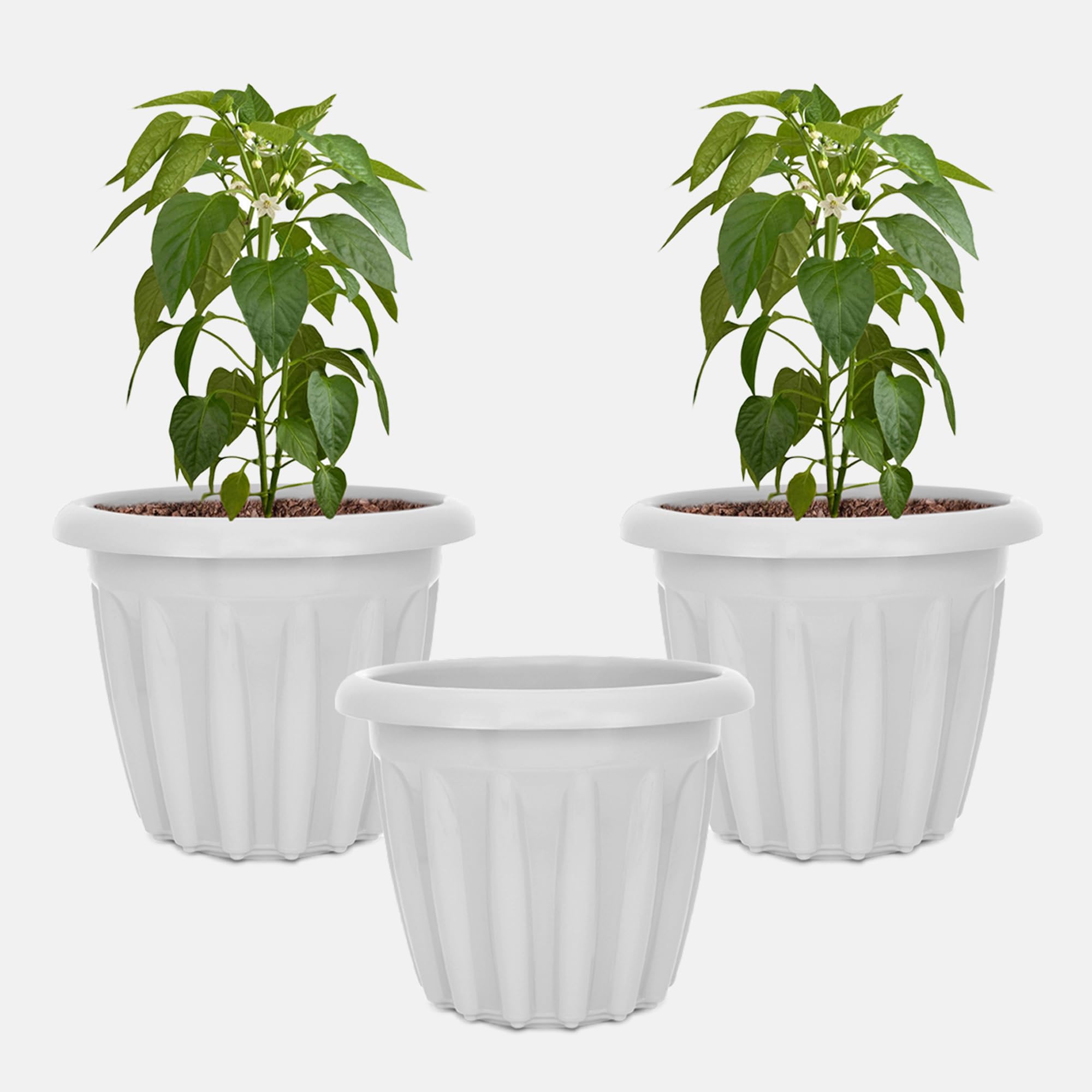 YUCCABE ITALIA SHERA Floot 12 Inch Plastic Flower Pot 3 Piece Set of Round Shape Planter for Home Garden Seedling Planter for pots (White) (B09LS2XD19) Amazon Price History, Amazon Price Tracker