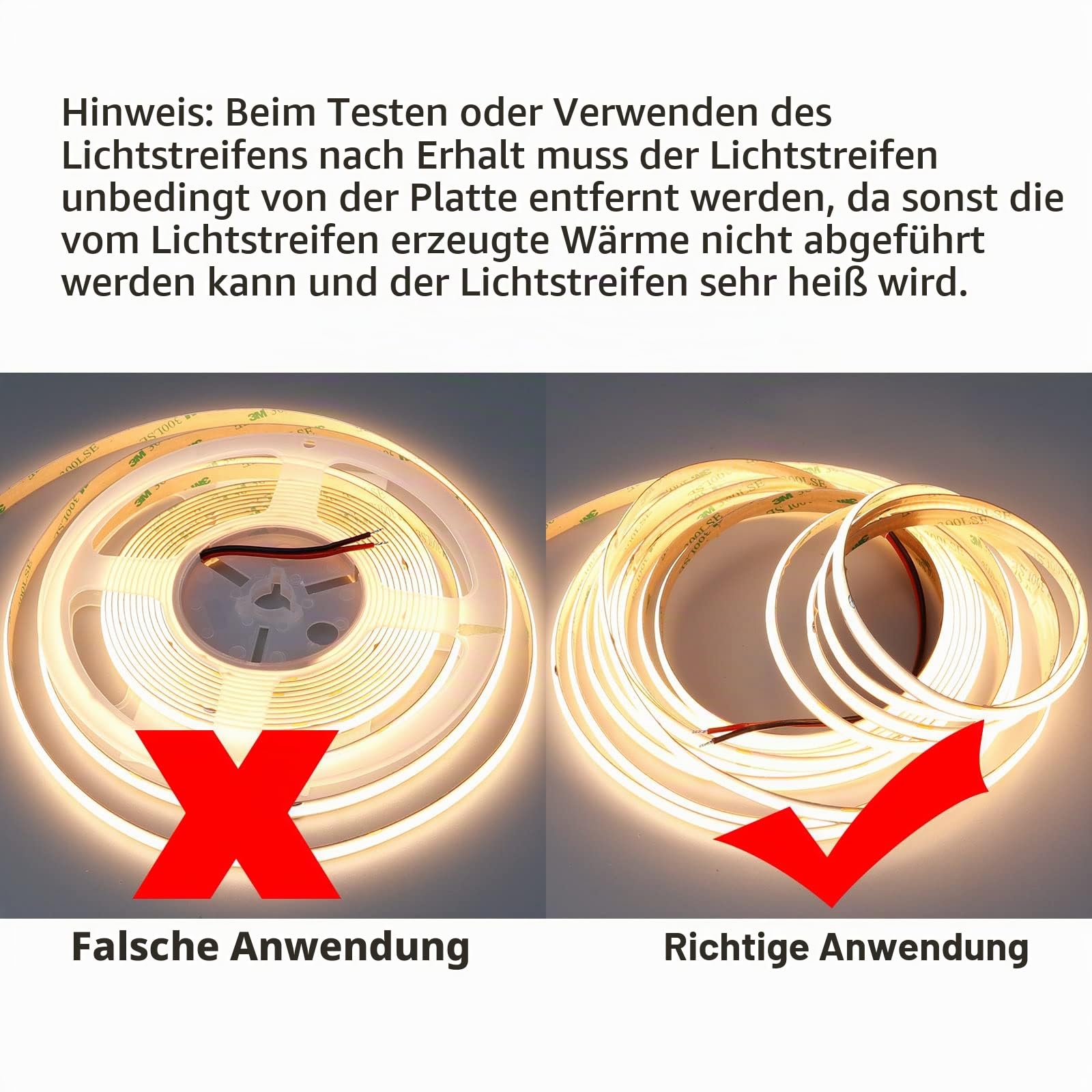 GOMING 24V 10M COB LED Strip Warmweiss 3000K LED Streifen Warmweiß CRI 93+ | 384LEDs/M LED Band Selbstklebend Hohe Helligkeit 6800lm Nicht Wasserdicht IP20 für Heim Deko(Netzteil nicht Enthalten)