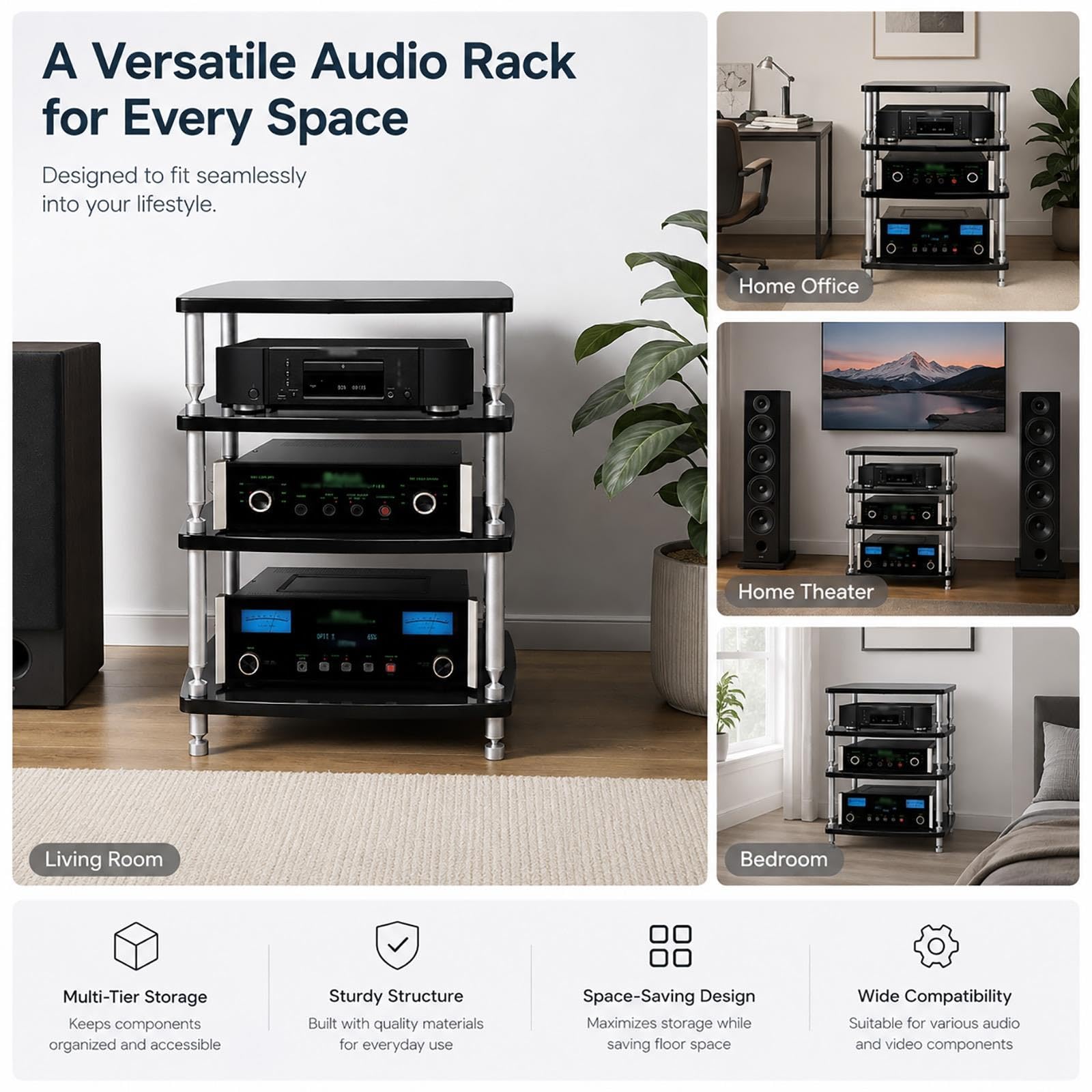 Rack Audio con Struttura Separata Antivibrazione