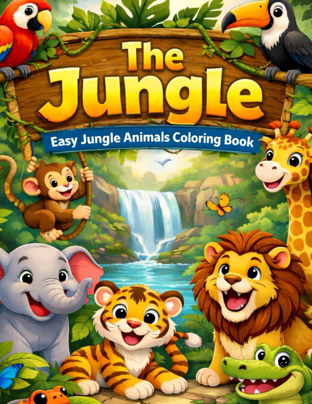 THE JUNGLE: Easy Jungle Animals Coloring Book
