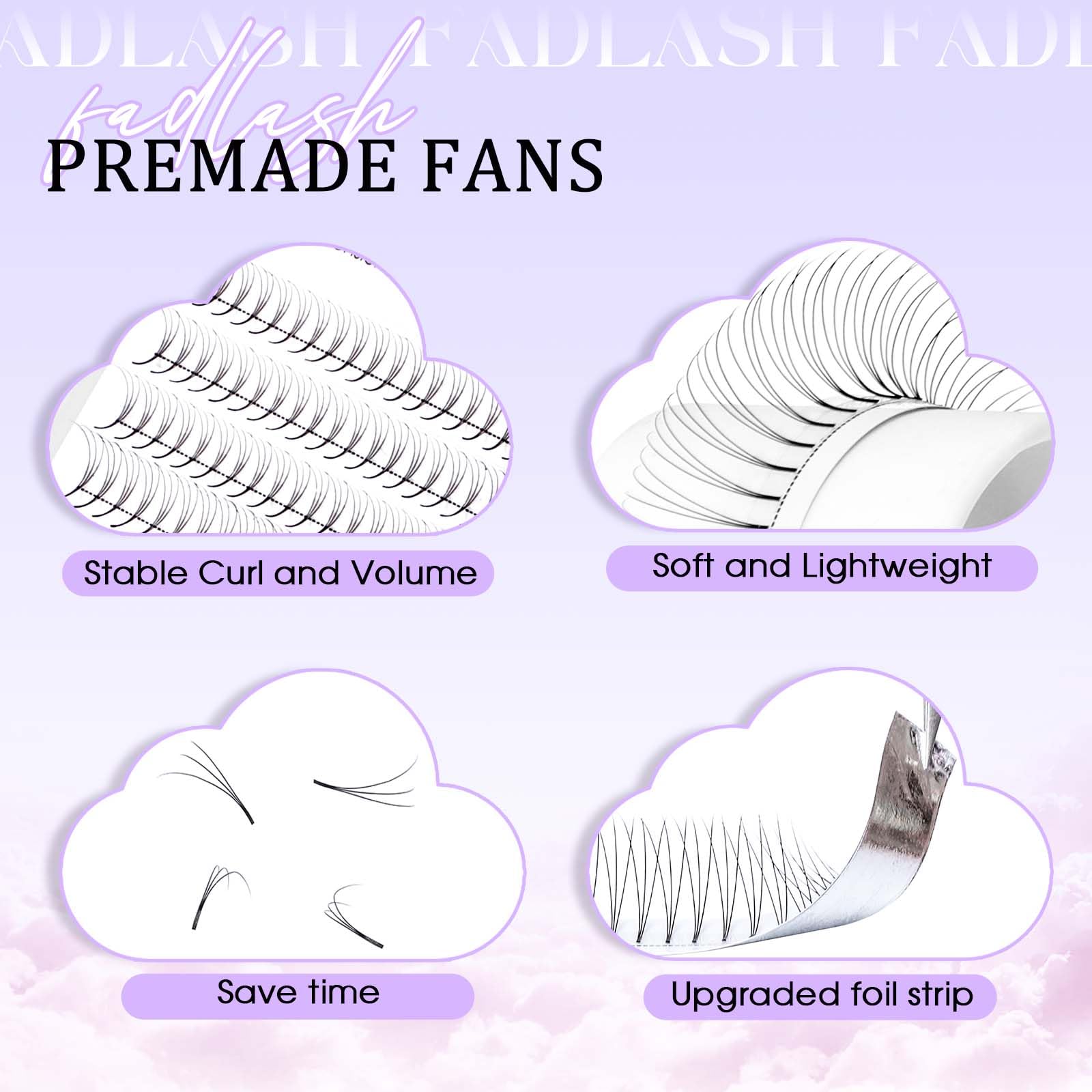 Volumen Ruso 10D 0.07mm C Curl 15mm Prefabricados Extensiones de Pestañas Volume Lashes Extension Ruso Pestañas — view 39