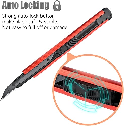 Miniatura 3 de DOWELL Cuchillo utilitario cortador retráctil hobby cuchillo 6 piezas con 20 piezas 0.354 in a presión cuchillas de aluminio resistente mango de