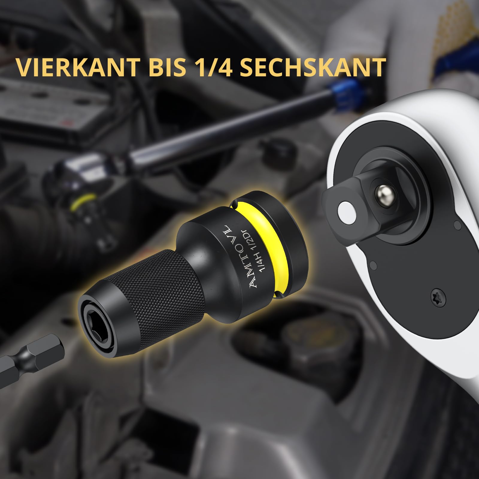 AMTOVL Adapter – Wandelt 3/8 Auf 1/4 Zoll – Für Schlagschrauber & Ratschen – Aus Starkem 42CrMo Stahl Mit Schnellspannfunktion