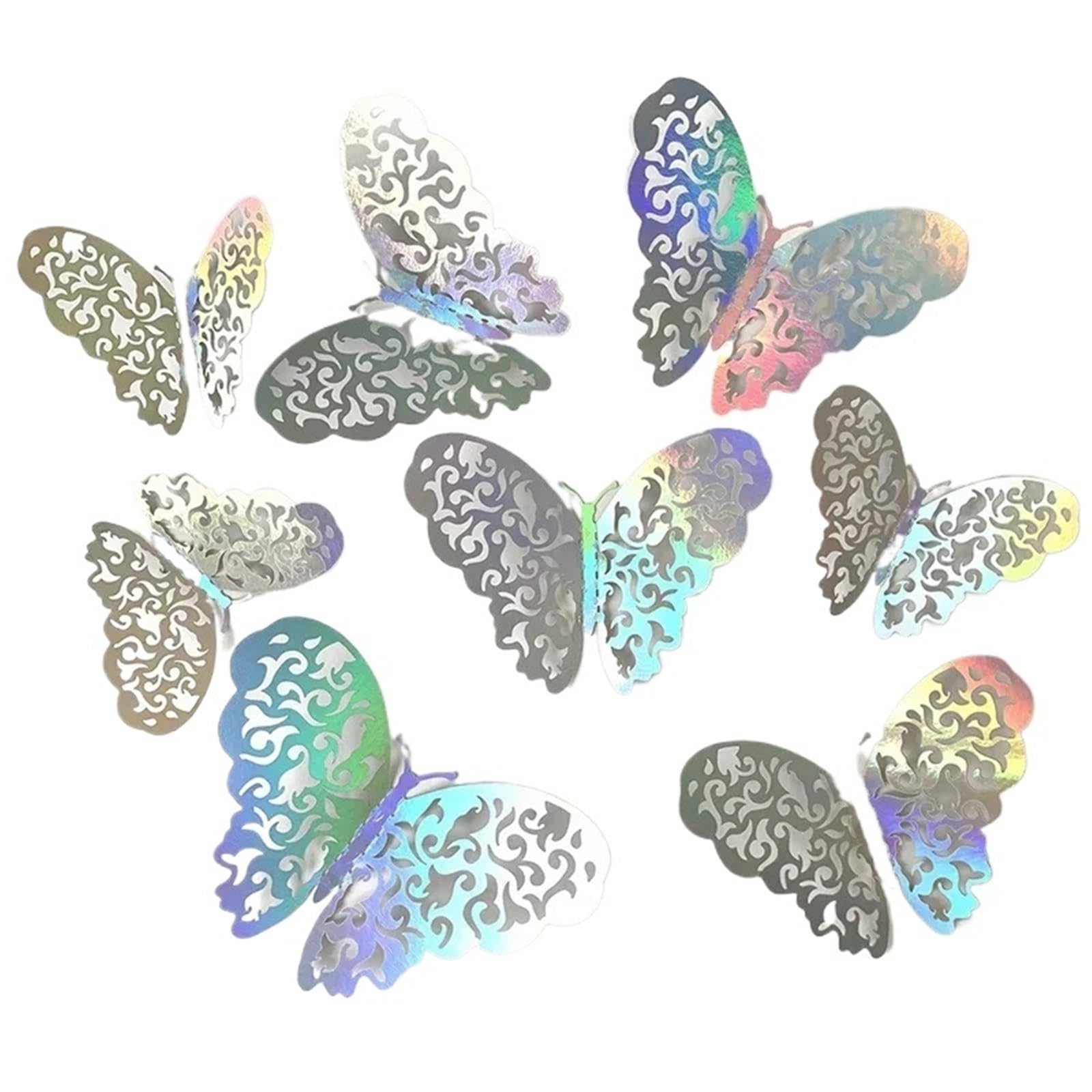 12pcs Sticker 3D Effect Crystal Butterflies Wall Beautiful Butterfly For Kids Room Decal Home Decoration(Color1)