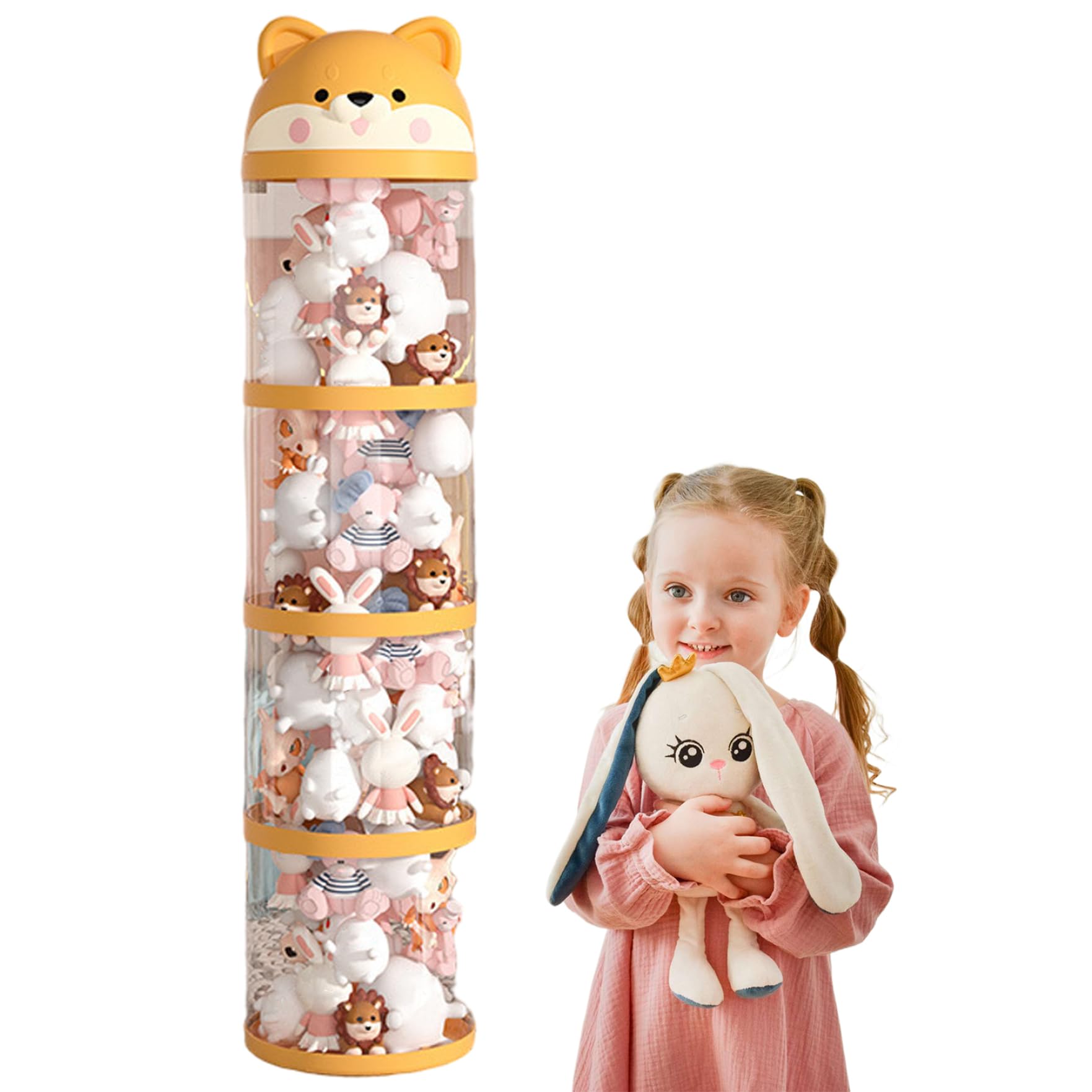Tube de rangement pour animaux en peluche anti-poussière avec fermeture