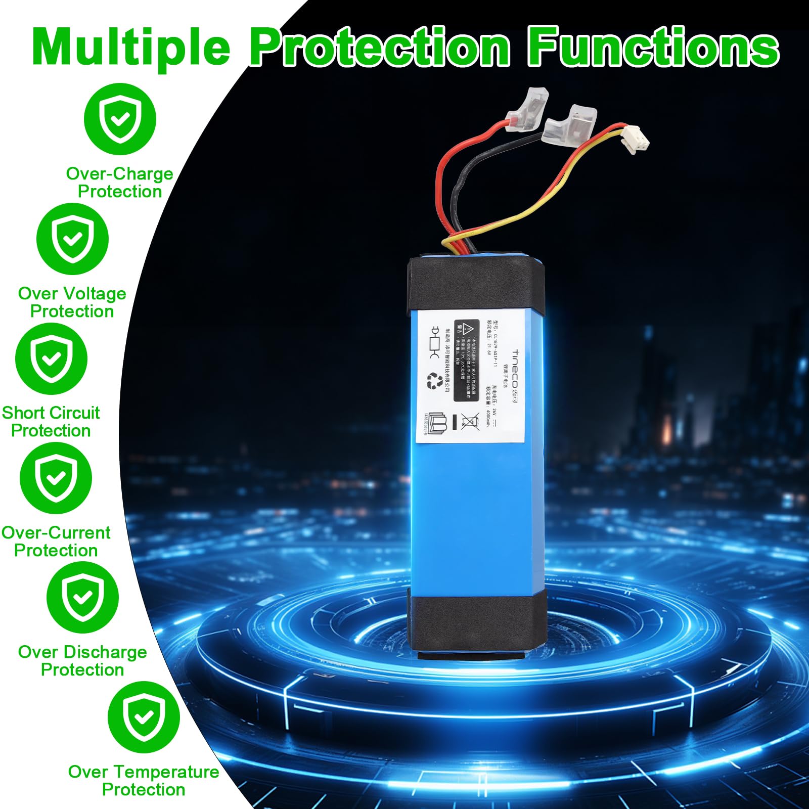21.6V 4000mAh Batterie de Remplacement Lithium-ION Compatible avec Tineco iFloor 3, Floor One S3, Floor One S3 Breeze sans Fil Aspirateur à Sec Humide sans Capacité