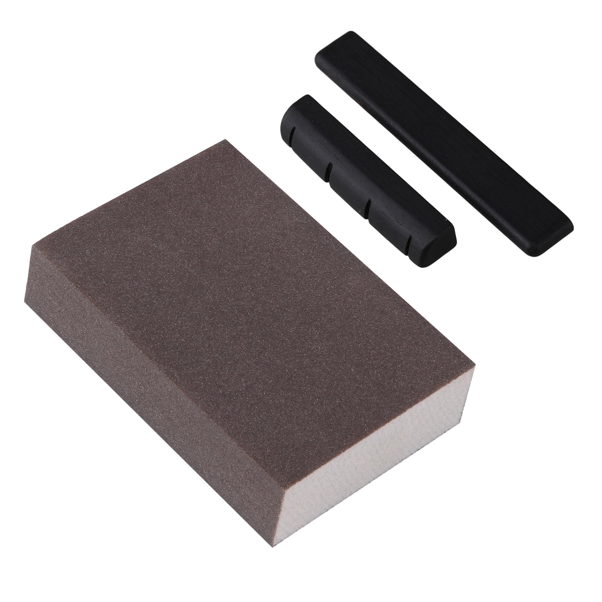 Yibuy 3 Pcs Bridge Saddle Nut for 4 Strings Guitar Ukulele & Sanding Block Kit