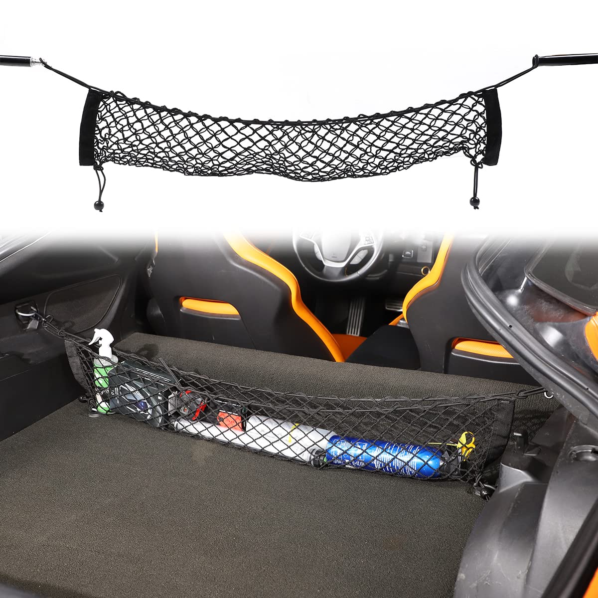 Filet de coffre pour Corvette C7 2014-2019 en maille élastique noire - 7