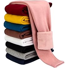 Girls Fleece Lined Leggings Toddler Kids Winter Warm Basic Full Length Pants
