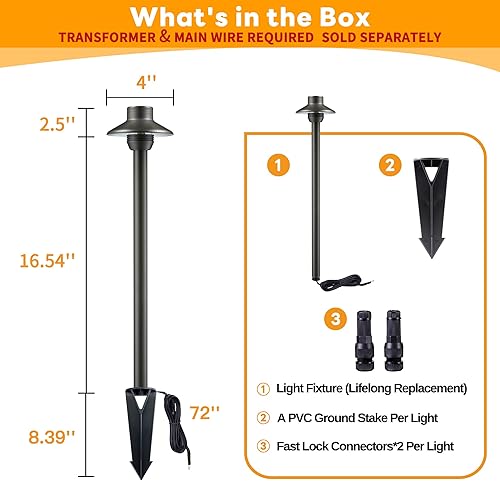 Miniatura 8 de Gardenreet Luces de camino de bajo voltaje de latón, luces LED de camino de paisaje para exteriores de 12 V (mini) para pasarela, entrada, jardín,