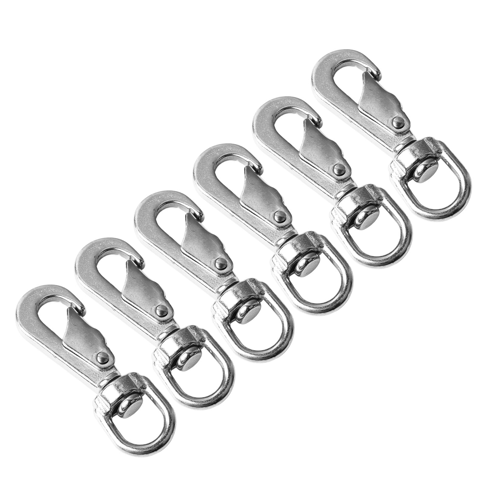 Rotating Hook, 6 Pack Stainless Steel Flag Clips, Mirror Polished, Prevent Accidental Opening with Elastic Spring for Dog Leashes