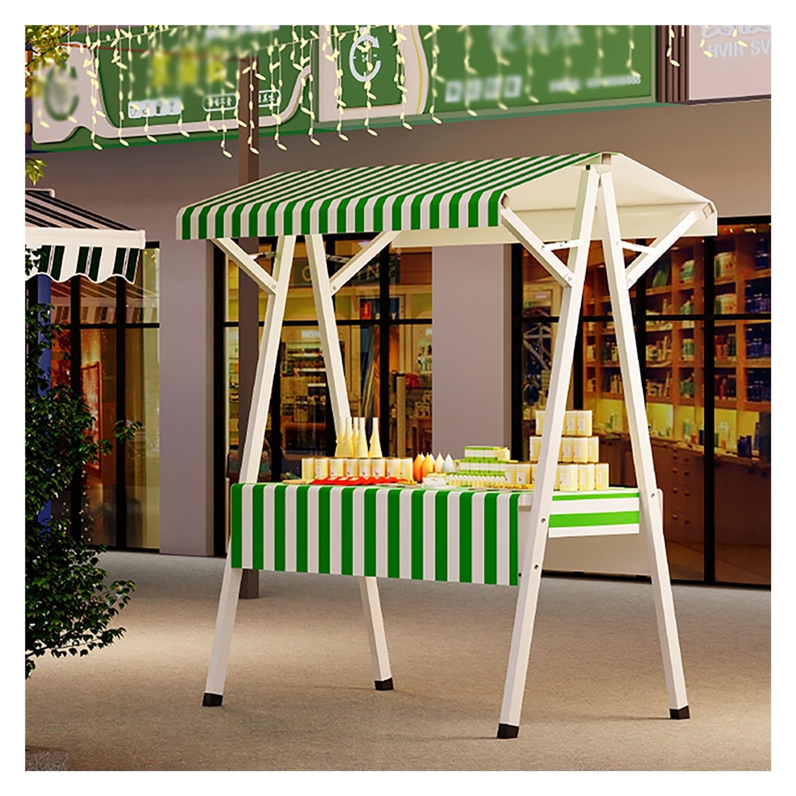 Generisch Mobiler Verkaufswagen mit Überdachung – Tragbarer Imbissstand für Märkte im Freien, Bauernmärkte und Straßenimbisse – Allwetter-Kiosk in Grün mit Rädern, 60 x 130 cm (23,6 x 51,2 Zoll)