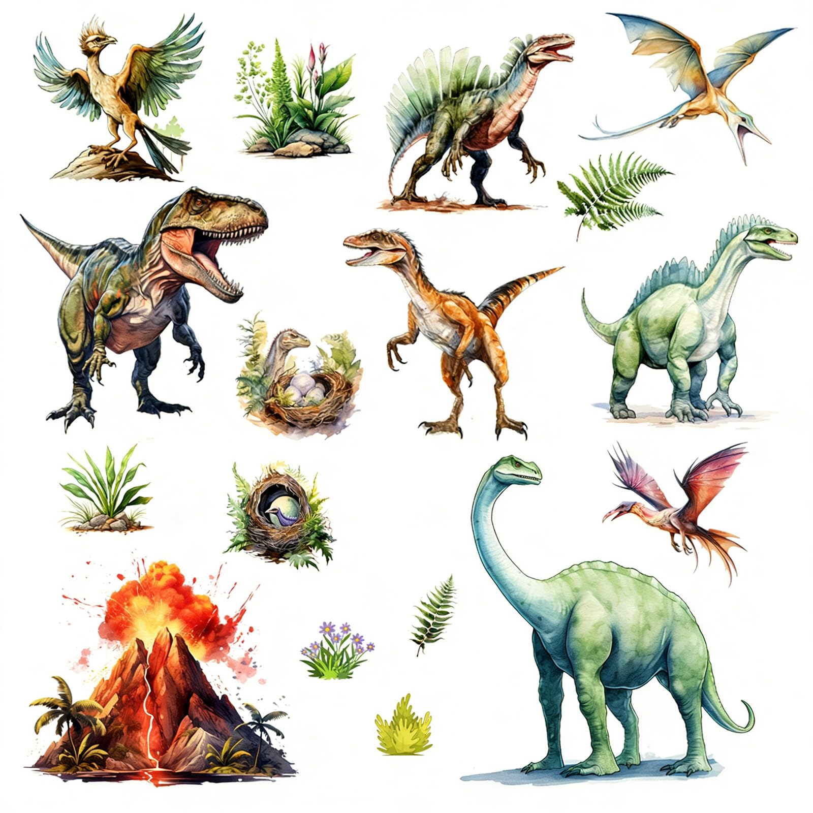 Watercolor Dinosaur Wall Stickers, Dinosaur Wallpaper