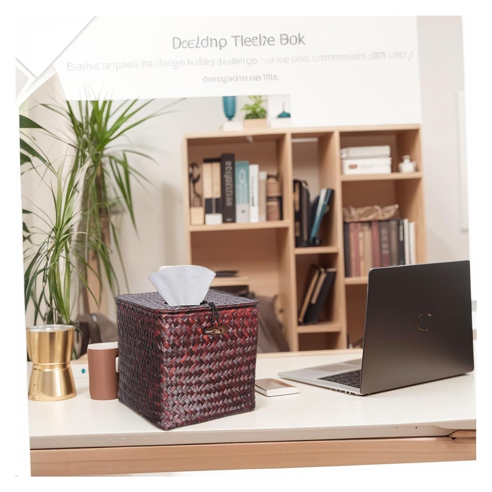 Kosmetiktuch-Spenderbox Taschentuchbox, quadratischer Halter gewebter, dekorativer Bezug, Würfeletui Must-Haves für die Wohnung(Red Brown)