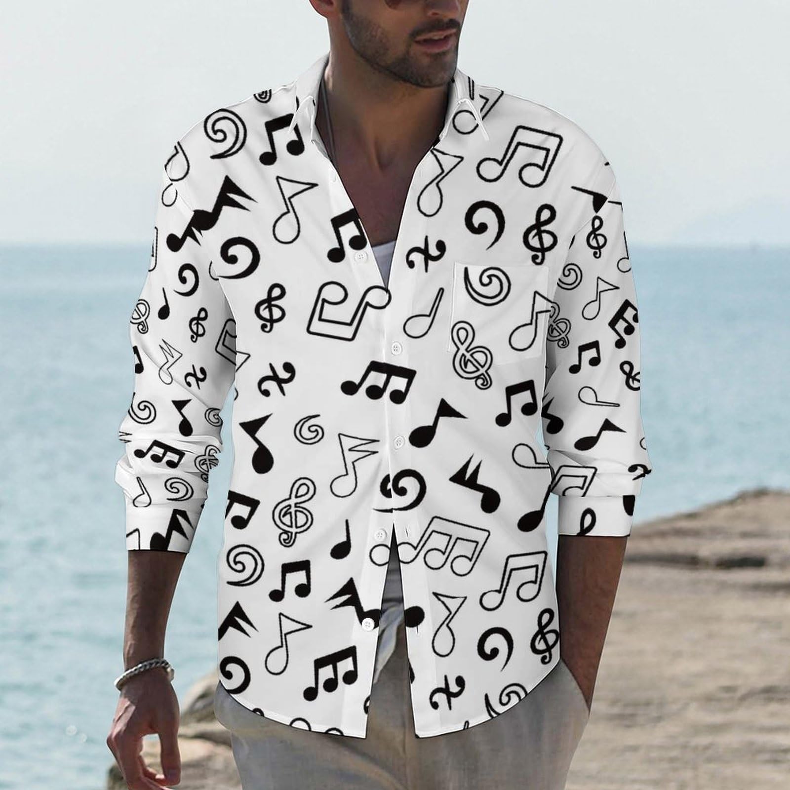 Amazon.co.jp: 音楽柄 音符柄 メンズ 長袖 シャツ ワイシャツ トップス Amazon.co.jp: 音楽柄 音符柄 メンズ 長袖 シャツ ワイシャツ トップス