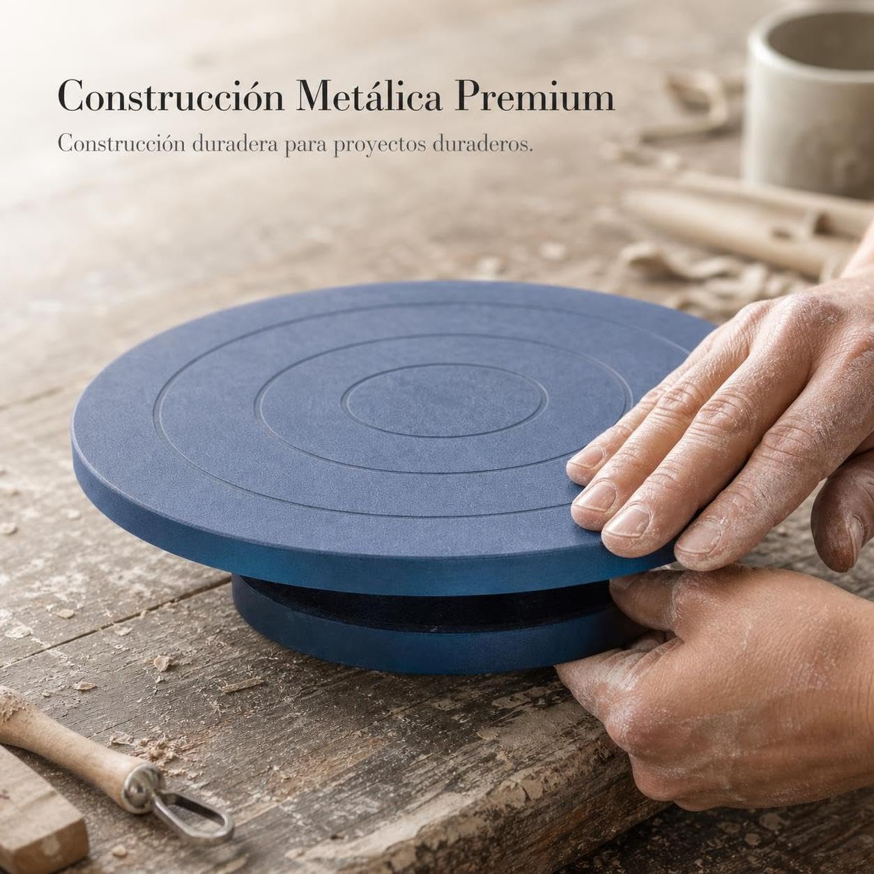 Torno Alfarería Manual Metal 50kg, construcción Robusta, Hierro Fundido, aleación Aluminio, Capacidad Carga 50 kg, Arcilla, para, Plato Giratorio de Hierro Fundido, 23 cm