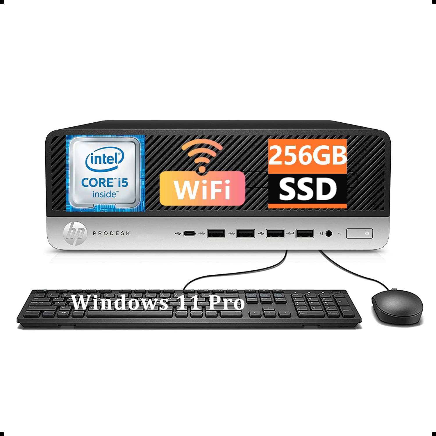 HP ProDesk 600 G3 SFF - Ordenador de sobremesa (Intel Core i5-7500, 8 GB de RAM, 256 GB SSD, WiFi, Bluetooth, teclado QWERTY, Windows 11 Pro (reacondicionado)