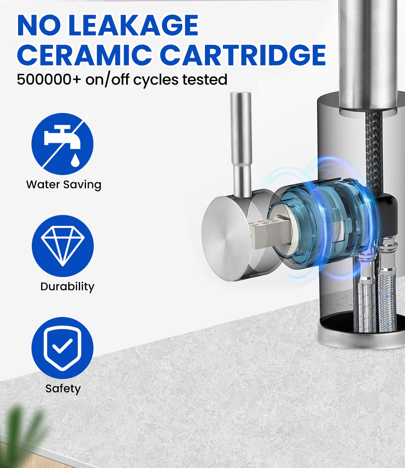Robinet Cuisine avec Douchette – Mitigeur de Cuisine Inox Rotatif 360° avec 4 Modes de Pulvérisation, Robinet de Cuisine avec Douchette Extractible pour Évier