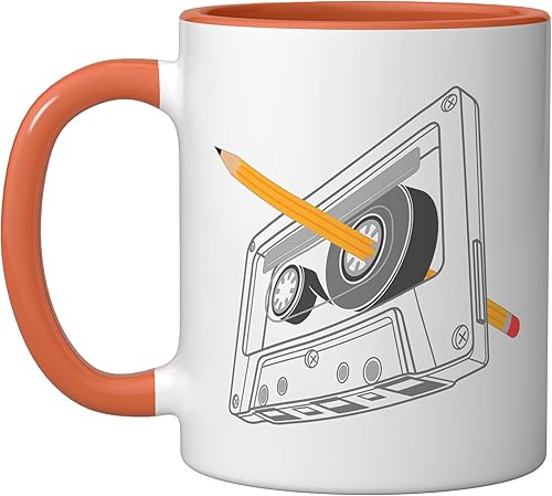 Miniatura 7 de Vintage Rewind Funny 80s 90s Cassette Pencil Regalo Hombres Mujeres Taza de Cerámica Rojo/Blanco