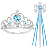 2PCS Princess Crown and Wands, Princess Tiara Jewelry Toy, Princess Dress Up Accessories for 3-6 Little Girls