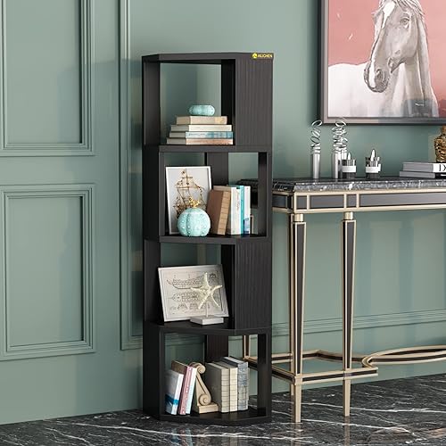 Miniatura 4 de Estantería de madera de 4 niveles, estante independiente para libros, organizador de almacenamiento abierto moderno para dormitorio, sala de estar,